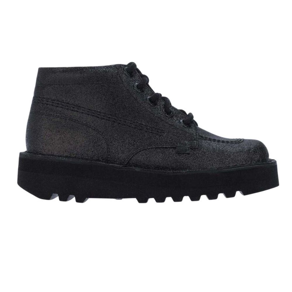 Kickers Womens/Ladies Hi Stack Glitter Leather Boots / Black